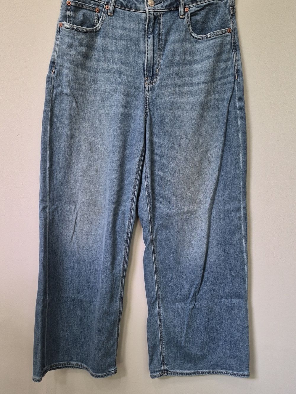 American Eagle Outfitters Baggy Wide Leg Jeans Womens 8S Light Wash High Rise